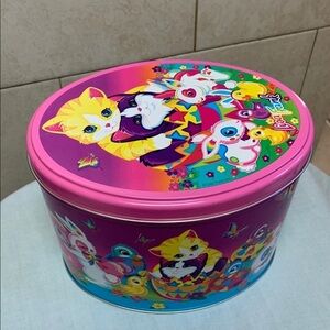 Lisa Frank collectible easter Colorful Cat Bunny chick lamb butterfly oval Tin